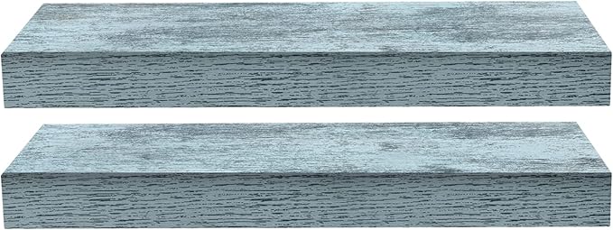 Sorbus Floating Shelves - 2 Pack 16 Inch Rustic & Blue Wall Shelves for Bedroom, Kitchen, Living Room, Bathroom Shelves, Home Decor, Office - Floating Shelf for Trophy, Books, Frames, Toilet Paper
