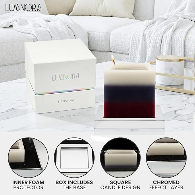 LUMINORA Spiral Scented Candle for Women & Men | Hand-Crafted Decorative Soy Wax Candle | Wooden Wick | Unique Twisted Spiral Burn Design | Aromatherapy Candle | Saltstone | (Mediterranean Sea Salt)