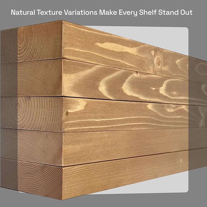 BAOBAB WORKSHOP Natural Wood Floating Shelves for Wall 20 Inch Wide, Solid Wooden Shelf 20 In, Bathroom Shelves for Room Wall Mounted Kitchen Rustic Farmhouse, Oak Floating Shelf, 20W × 6.7D, Set of 2