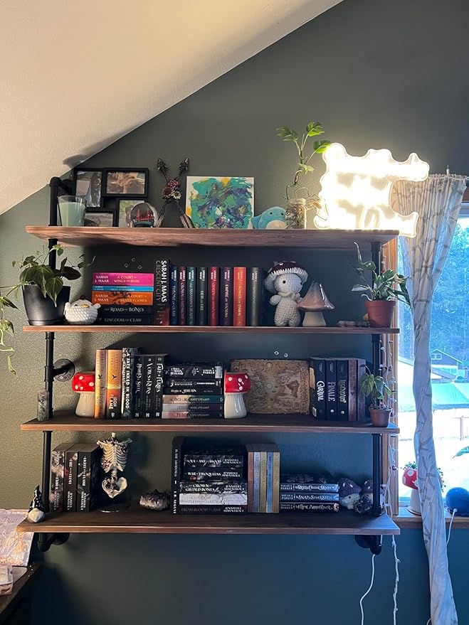 HDDFER Pipe Shelves Industrial Pipe Shelving Shelves Real Wood Industrial Floating Pipe Shelves with Wood Planks 36 inch Wall Shelves Rustic Hanging Bookshelf Farmhouse Kitchen Bar Shelving
