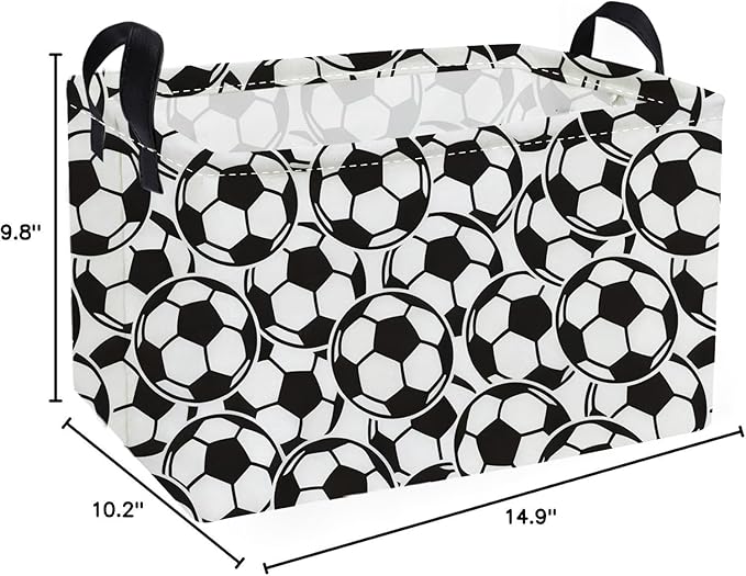 Essme Rectangular Soccer Baskets,Kids Storage Box, Easter Basket for Girls with Handles for Room Decor, Book Bins,Shelf Basket.( Soccer basket)
