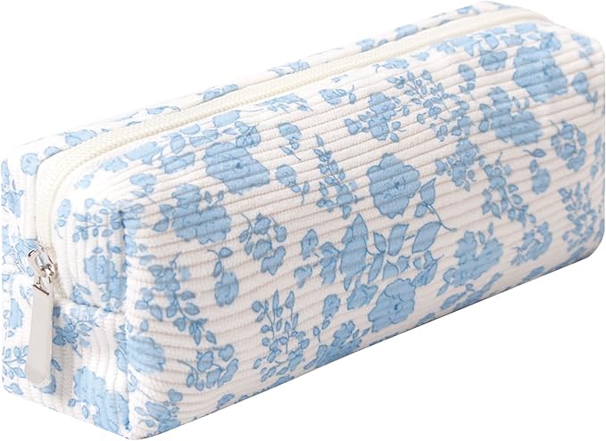 Pencil Case Lightweight Aesthetic Pen Case Office College School Storage Bag Pouch Holder Box Organizer Makeup Pouch Cosmetic Bag for Girls Boys Kids (Flowers-Orchid)