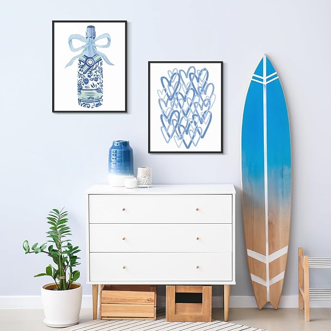 Habseligkeit Blue Cute Room Decor, Fashion Woman Wall Art Prints, Posters for Girls Room Aesthtic, Girls Dorm Wall Decor Set of 6, 8x10 in