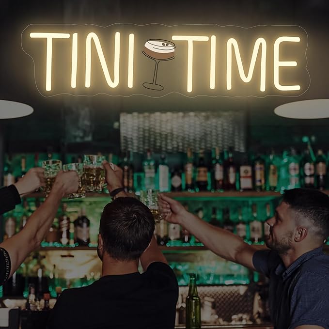 Tini Time Neon Sign, Espresso Martini LED Decor, Home Bar Party Decoration, Beer LED Light, Espresso Martini Time Lover, Bachelorette Party Decor, 16.5"x4.5"