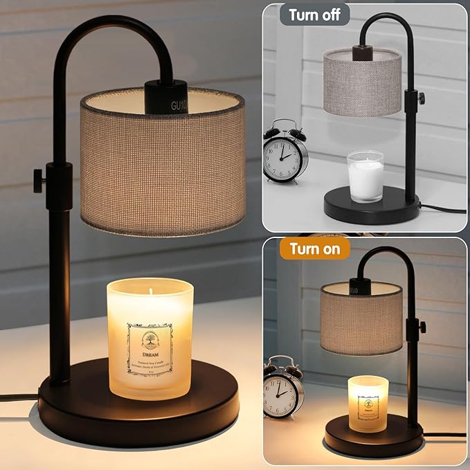 FINCMY Candle Warmer Lamp with Timer, Dimmable Candle Wax Warmer Candle Lamp with 2 Bulbs, Mothers Day Gifts Birthday Gifts for Women Bedroom Home Decor (Gray-Upgraded)
