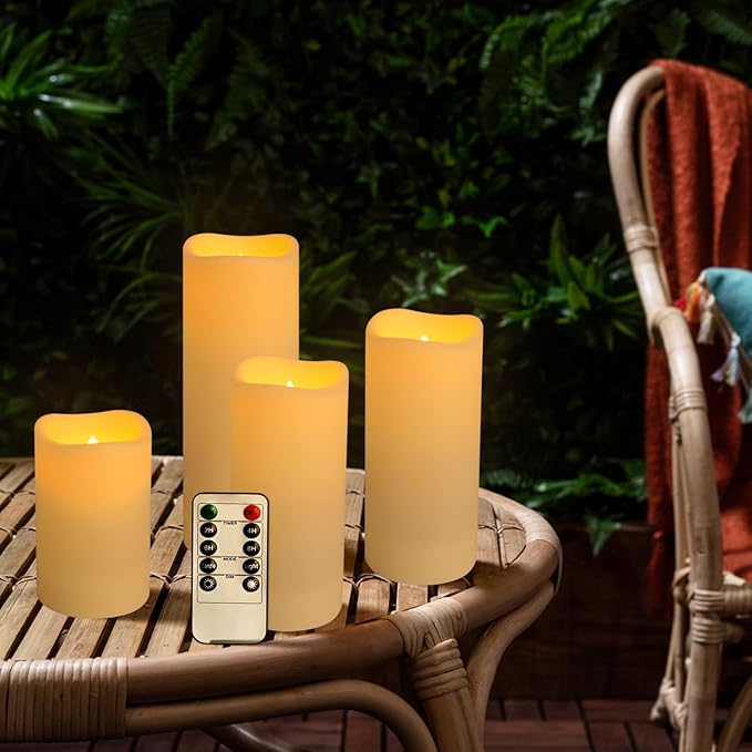 144-Pack LED Flameless Flickering Candles with Remote Control and 2/4/6/8 H Timer Led Pillar Candles of Wedding, Table, Halloween,Christmas Decorations and Special Occasions (Three Sizes)