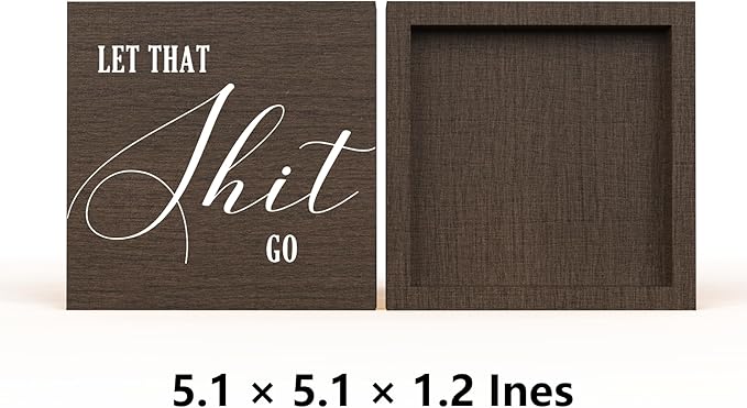 Funny Bathroom Decor, Bathroom Signs, Wooden Desk Decoration, Box Signs, Restroom Shelf Decorations, Half Farmhouse Style Toilet Sign for Tabletop and Countertop Display