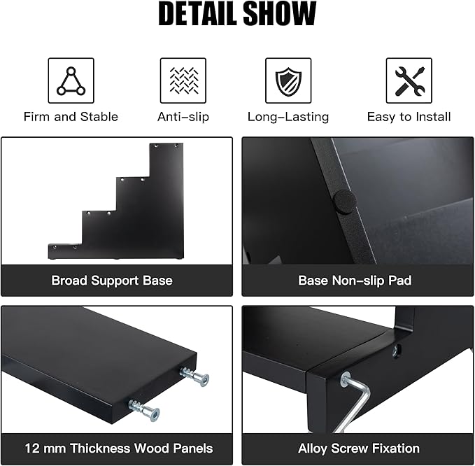 Cologne organizer for men 4 Tier Wooden Cologne Display Organizer Stand Waterproof Anti-Slip Cologne Shelf for Perfume Fragrance Makeup Figures Cupcake Dessert Black Wood Display Stand Riser