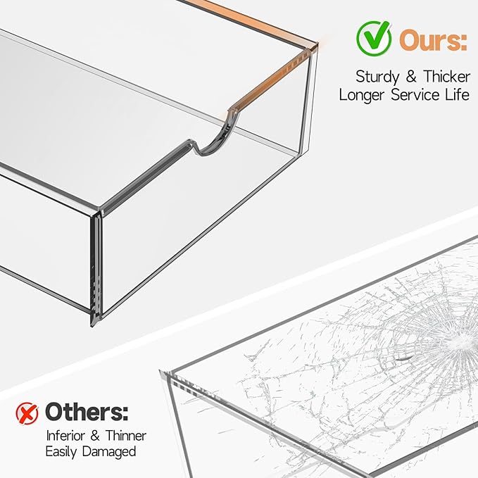 Makeup Drawer Storage Organizer with 24 Drawers, 4 Set Acrylic Office Desk Organization and Storage, Dustproof Drawer Organizer for Makeup, Office, Countertop, Jewelry, Pen, Desktop, Bathroom, Bedroom