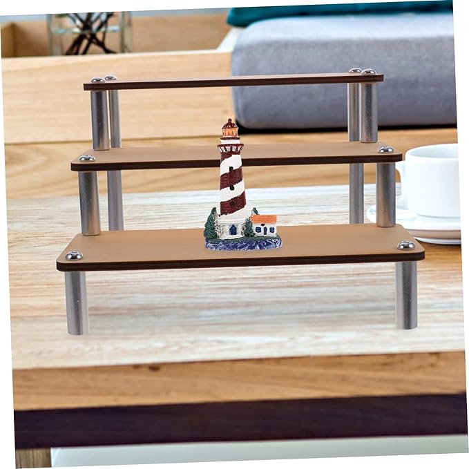 Unomor Rustic Wooden Display Rack Makeup Organizer Perfume Holder Earring Riser Stand Home Decor