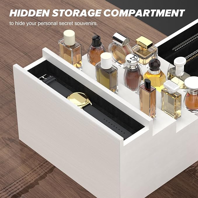 upcessory Cologne Organizer for Men, 5 Tier Black Cologne Shelf, Perfume Stand with Drawer and Hidden Compartment Perfume Display Holder - A Gift for Men