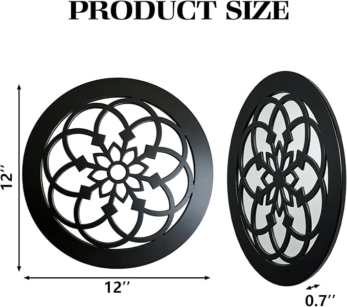 Set of 2 Boho Round Wall Mirror - Circle Matte White Metal Shatterproof Hanging for Wall Decor, Modern Farmhouse & Rustic Vintage Accent for Living Room, Dining Room, Bathroom & Entryway