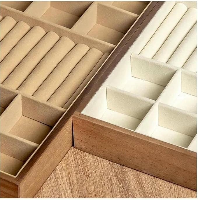 Ring Box Wood Multi Layer Drawer Type Storage Box Makeup Box Cosmetic Containers Desktop Stationery Organizer Earrings Jewelry Ring Boxes for Jewellery Box,