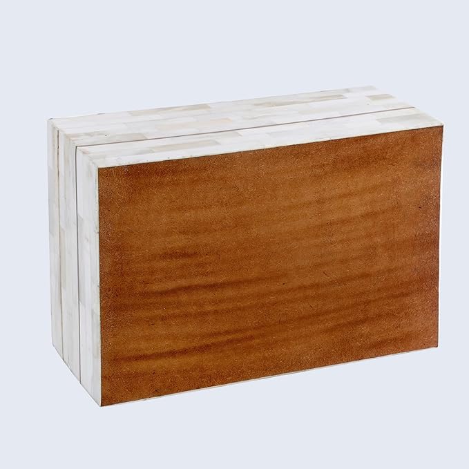 Handicrafts Home Large Decorative Storage Box with Lid – 9x6x3.5” Coffee Table Organizer, Keepsake- Decorative Boxes for Home Decor, Stylish Decorative Box for Office Decor- Aegean Pearl