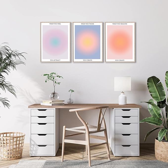 NCYEL 3 Colorful Abstract Posters Room Aesthetic Reiki Gradient Spiritual Affirmation Canvas Wall Art Positive Energy Inspirational Wall Art Bathroom Living Room Apartment Office Girls Room 12x16inx3