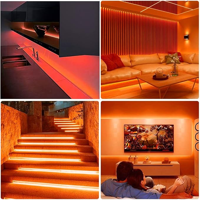 SUYOOULIN LED Strip Lights, SMD 2835 LED Strip, DC12V 1200LEDs 16.4Ft 26000LM High Density LED Light Strips Waterproof IP65, 3 Times Brightness Than SMD3528 LED Strip, Orange