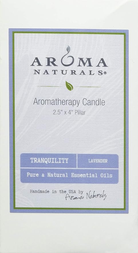 Aroma Naturals Essential Oil Tranquility Pillar Candle, 2.5" x 4", Lavender, 11 Ounce