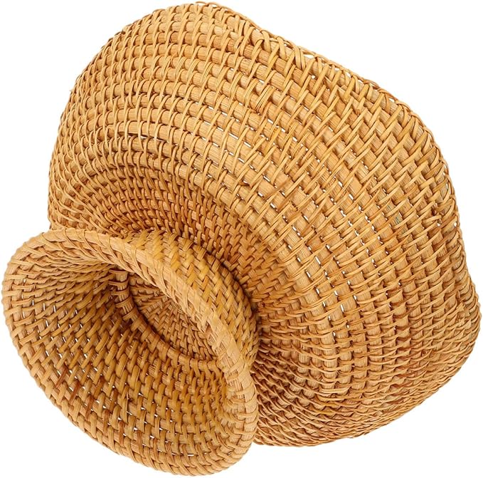 Alipis Small Round Woven Rattan Basket 9.84In Key Bowl and Fruit Tray Tabletop Organizer for Home Kitchen Entryway Storage