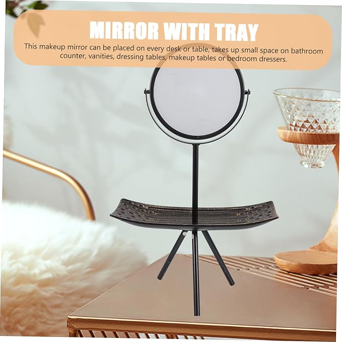 Mipcase Rotating Makeup Mirror with Angle and Elegant Design European Style Vanity Tray for Bedroom and Dressing Table and Lightweight Cosmetic Organizer