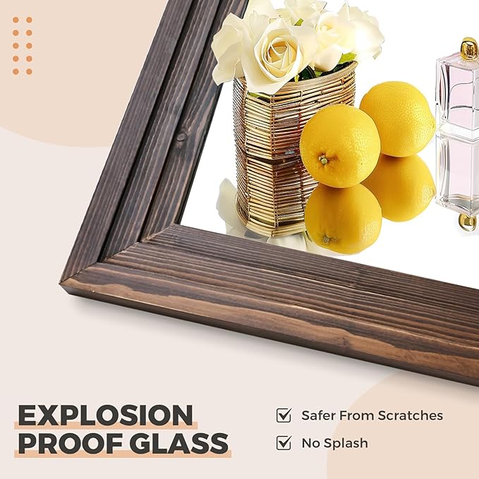 65"x22" Full Length Mirror Solid Wood Frame Floor Mirror with Stand for Living Room, Bedroom Hanging Standing or Leaning, Brown