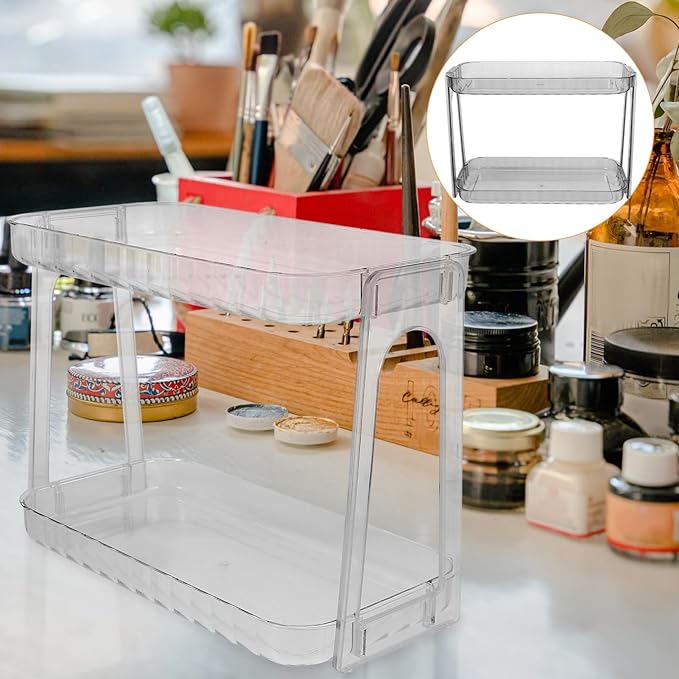 GLEAVI Toiletry Storage Rack Bathroom Organizer Makeup and Skincare Holder for Vanity and Countertop Pet Material for Kitchen and Bathroom Use