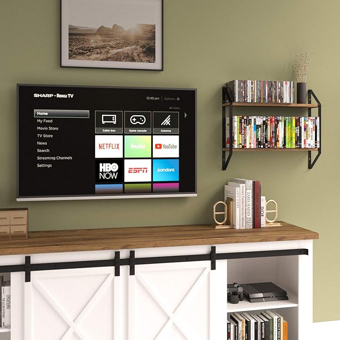 Wallniture Ponza 2-Tier Floating Bookshelf for Wall, 24 Inch Wall Shelves for Bedroom Storage, Natural Burned Wood