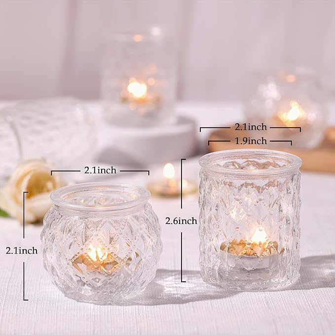 NITIME 36Pcs Assorted Clear Votive Candle Holders, Tea Light Candle Holders for Wedding Centerpiece, Glass Candle Holder for Table Centerpiece, Home and Party Decorations