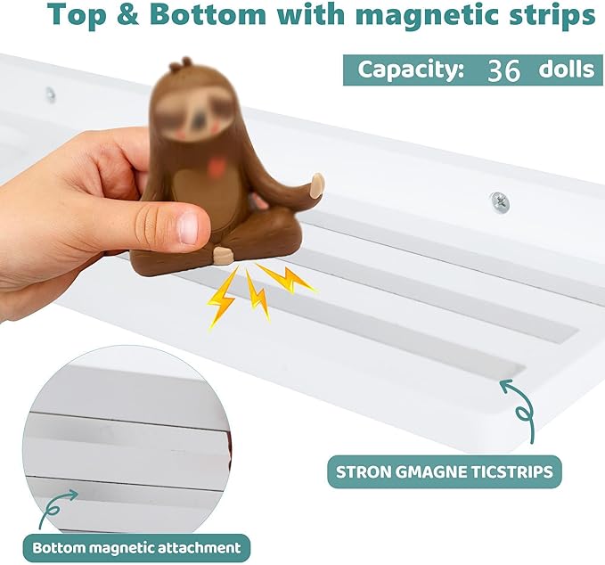PHOENANCEE for Tonies Shelf Magnetic,for Toniebox Figures Storage Display Shelf 30-36 Character,Wall Floating Shelves Wooden,Compatible Charging Station for Children Kid's Room,Oak,1 Tier