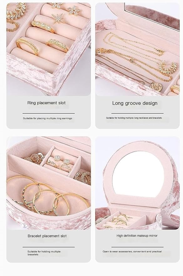 Makeup Organizer Miniature Furniture Shaped Gray Jewelry Organizer Earrings Necklace Ring Organizer Jewelry Makeup Mirror Ring Organizer Storage Box (Color : Pink, Size : E)