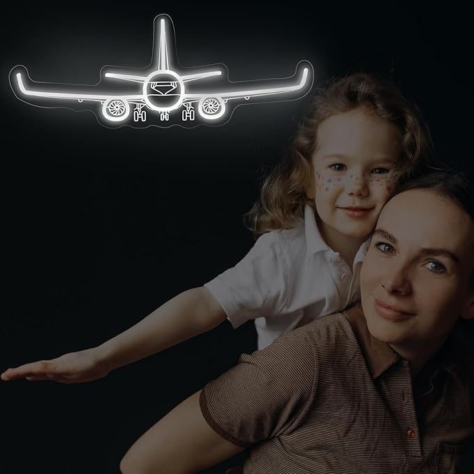Airplane Neon Sign, Handmade LED Light, Airplane Wall Decort, Gifts for Pilot, Aviation Lover Gift, Kids Room Decor, 16.5"x6.5"