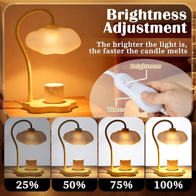 Glooglitter Cloud Candle Warmer Lamp with Timer Dimmer Mother's Day Cute Warming Lamp Adjustable Wax Melt Light Bedside Table Scented Wax Light for Bedroom House Birthday Gift for Women