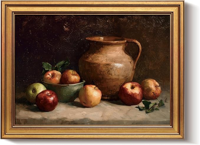 Bzstyleart Vintage Wall Art Decor, Gold Framed Wall Art 12 x 16 Inch Rest Still Life, Vintage Gold Framed Wall Art, Canvas Picture Print Painting for Bedroom Living Bathroom, Halloween Gifts