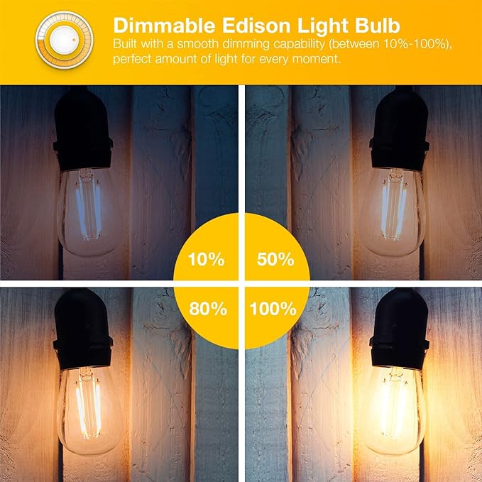 DAYBETTER 16 Pack Vintage LED Edison Bulbs, E26 Led Bulb 60W Equivalent, Dimmable Led Light Bulbs, High Brightness 800 LM Warm White 2700K, ST58 Antique LED Filament Bulbs, Clear Glass Style for Home