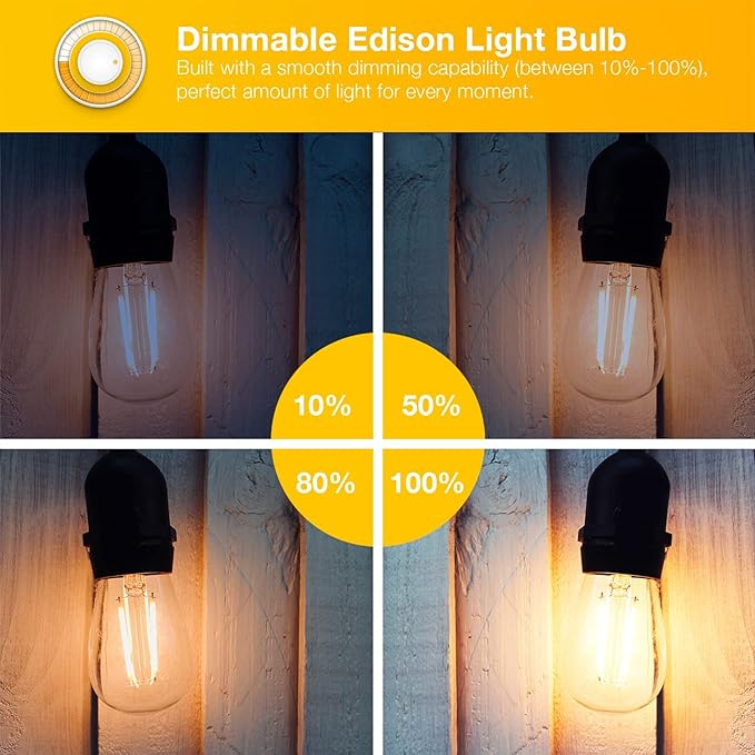 DAYBETTER 8 Pack Vintage LED Edison Bulbs, E26 Led Bulb 60W Equivalent, Dimmable Led Light Bulbs, High Brightness 800 LM Warm White 2700K, ST58 Antique LED Filament Bulbs, Clear Glass Style for Home