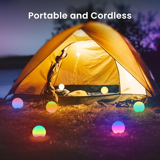 LOFTEK 3-inch Smart Sphere Night Light, Multi-Color Rechargeable Ball Lights, RGB Mood Lighting, Waterproof Ambient Light for Home Bedroom Patio Pool Decorative Lighting, Birthday, Xmas Gift, 1 Pack