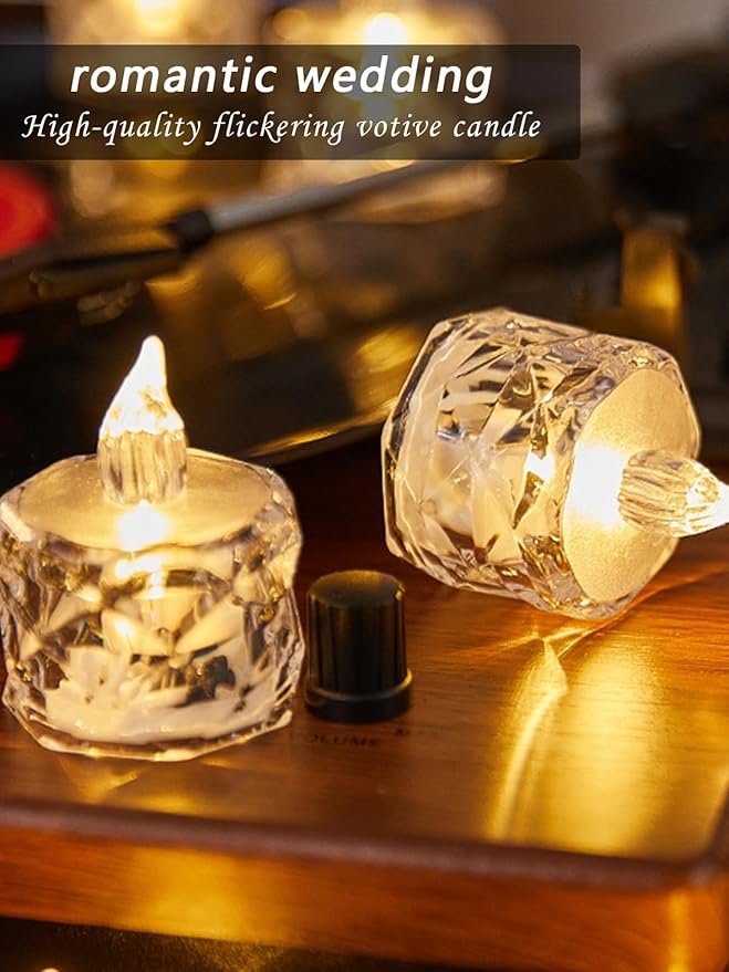 12 PCS flameless tealight Candles, Battery Operated Flickering Tea Lights. Suitable for Mother's Day, Weddings, Anniversaries, and Centerpiece Decorations