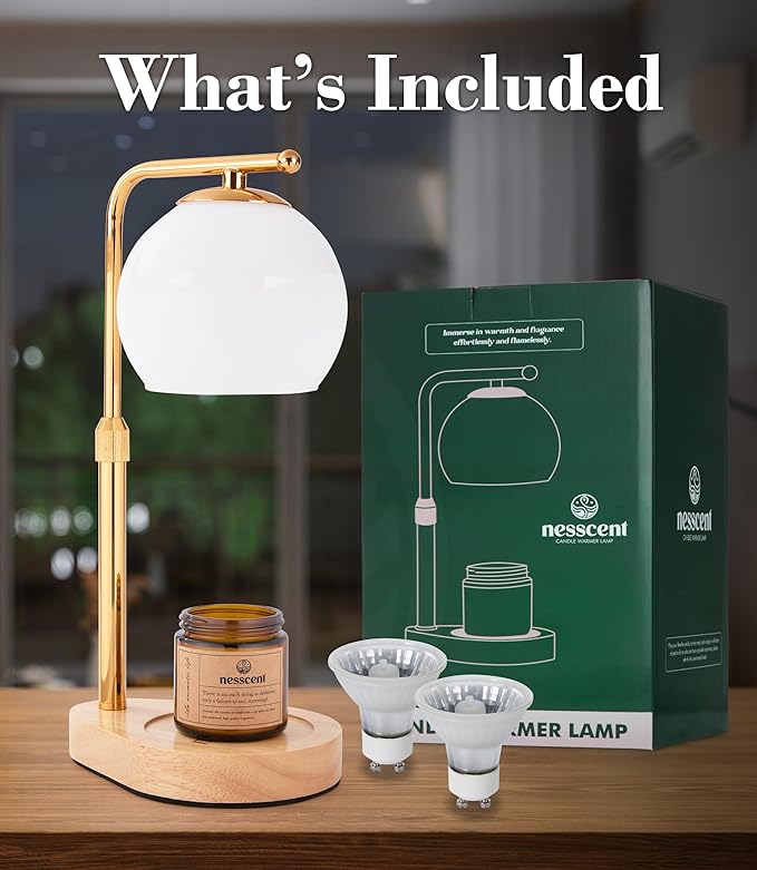 Modern Candle Warmer Lamp White Glass Minimalist Candle Warmer Lamp with Timer Adjustable Height Budget Friendly Wax Melter for Bedroom Living Room