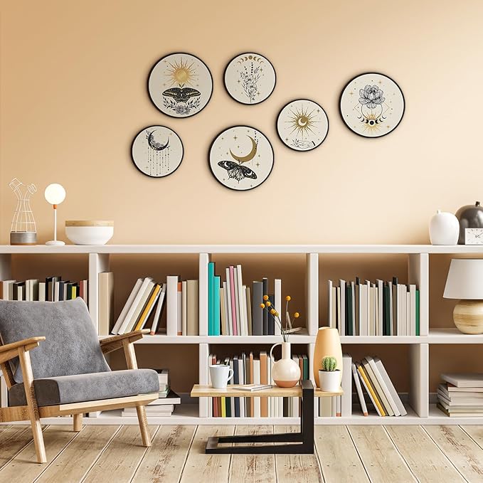 Barydat 6 Pieces Boho Plant Wall Art Decor Wooden Boho Farmhouse Rustic Bohemian Wall Hanging for Bedroom Living Room Office(Butterfly,8 Inch, 10 Inch)