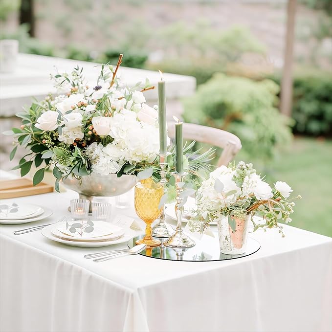 30PCS Round Mirrors for Centerpieces for Tables, 6" Circle Flat Mirrors Trays Plates for Centerpieces for Table Decorations, Circle Mirror Candle Plates for Wedding Table Centerpieces