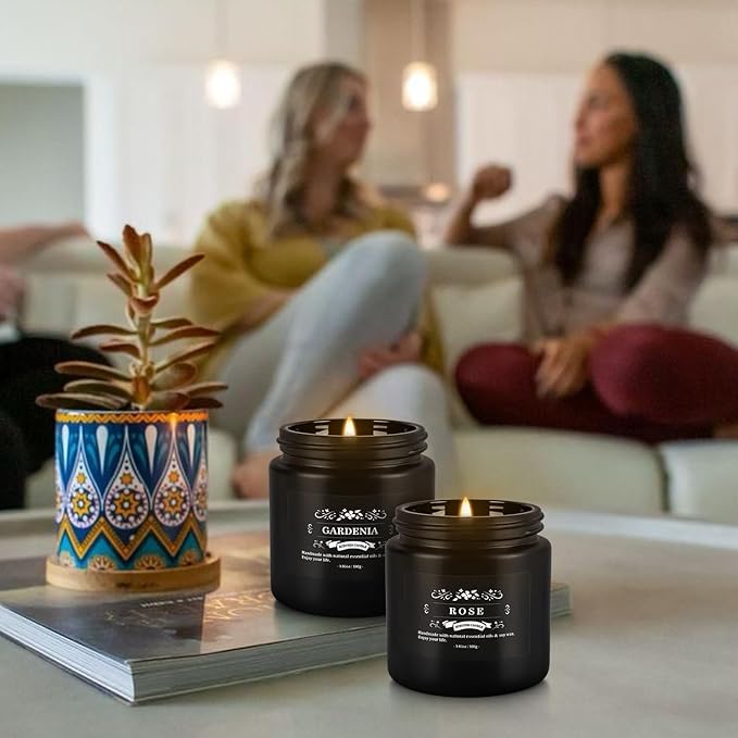 YOROXRG Scented Candles Gifts Set 12 Pack Soy Wax Travel Tin Jar Candles for Home 3.05 OZ for Mom for Christmas, Birthday, Thanksgiving, Mother's Day(Black)