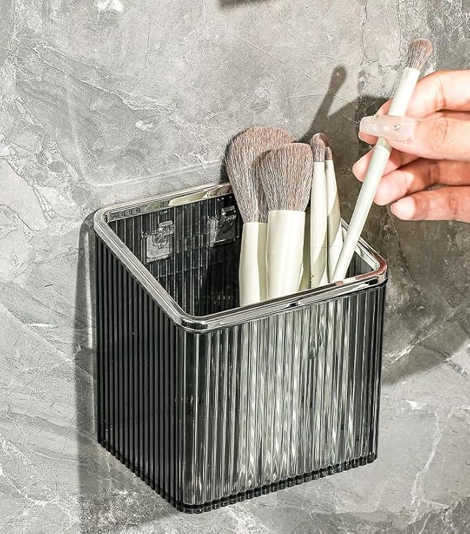 Floating Shelves | Space-Saving Floating Organizer for Kitchen, Bathroom & Office | Plastic Storage Shelves for Makeup & Home Decor (Grey and Silver Big)