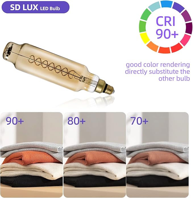 SD LUX Oversized Vintage Giant LED Light Bulb Huge Edison Bulb - Dimmable, 8W 450LM (50W Equi), Warm White 2200K, Medium E26 Base - Perfect for Decorative Pendant Lighting, 1 Pack (TT80)