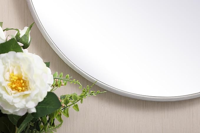 Focus 21x21 Round Wall Mirror, for Bathroom Bedroom Entryway, Silver