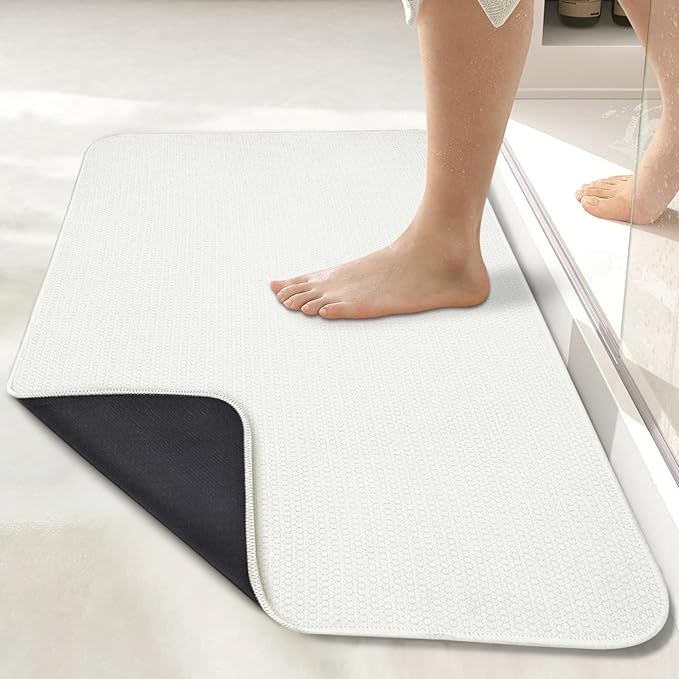 Bosap Bath Mat,Ultra Thin Bathroom Runner Rugs,Large Bath Mats for Bathroom,Quick Dry,Non-Slip,Machine Washable,Low Pile,Bath Rug,Shower Outside,Sink,Home Decor Accessories.Cream,2'x6'(24x72inch)