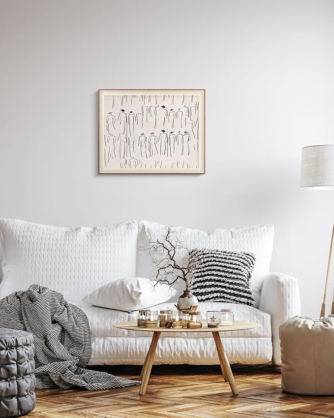 VIYYIEA Framed Wall Art for Living Room, Sketch Canvas Prints, Minimalist Home Decor, Abstract Painting Picture, Bathroom Wall Decor Gifts for Friends or Family - 20L x 16W
