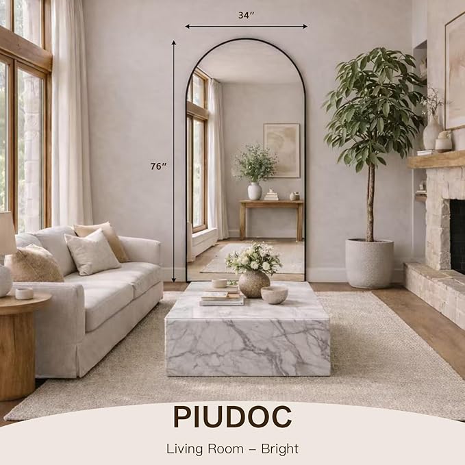 76"x34"Floor Mirror Full Length,Arched Full Length Mirror with Stand,Full Body Mirror,Hanging or Large Leaning for Bedroom Living Room Black