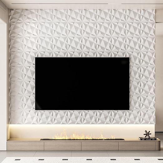 Art3dwallpanels 20 Pack 3D Wall Panels for Interior Wall Decor, 12''x12'' White Accent Diamond Panels for Gaming Room Bedroom TV Background, White