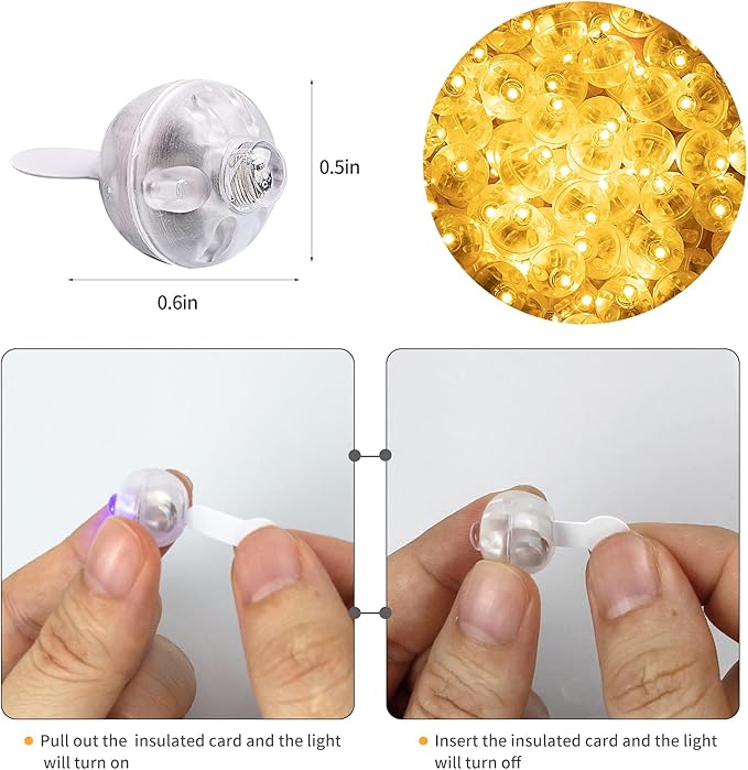 Aogist 100pcs Warm White Balloon Light,Long Standby Time Waterproof Mini Ball Light,Round LED Lamp for Paper Lantern Balloon Party,Wedding,Birthday,Festival,New Year and Christmas Decorative