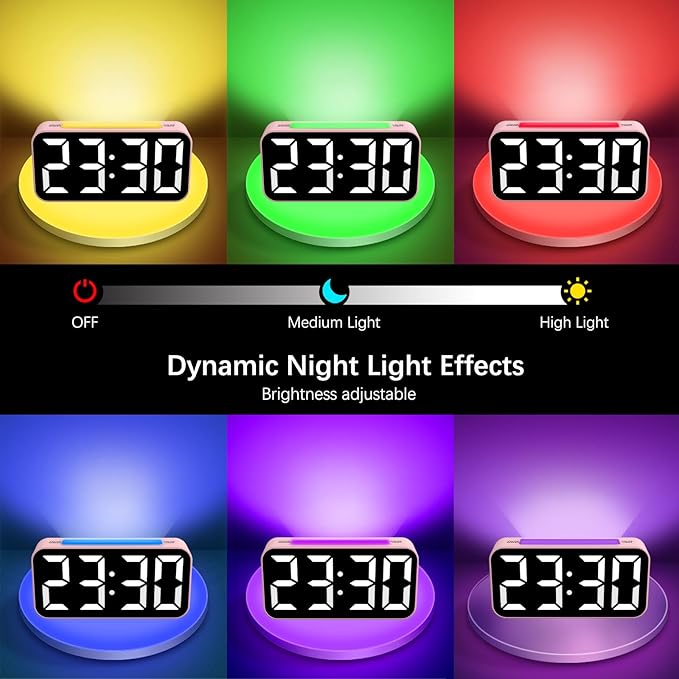Topski Loud Alarm Clocks for Bedrooms Heavy Sleepers, Digital Clock with Night Light, Large Display, Dual Alarm, Snooze, Dimmable Bedside Alarm Clock for Teens