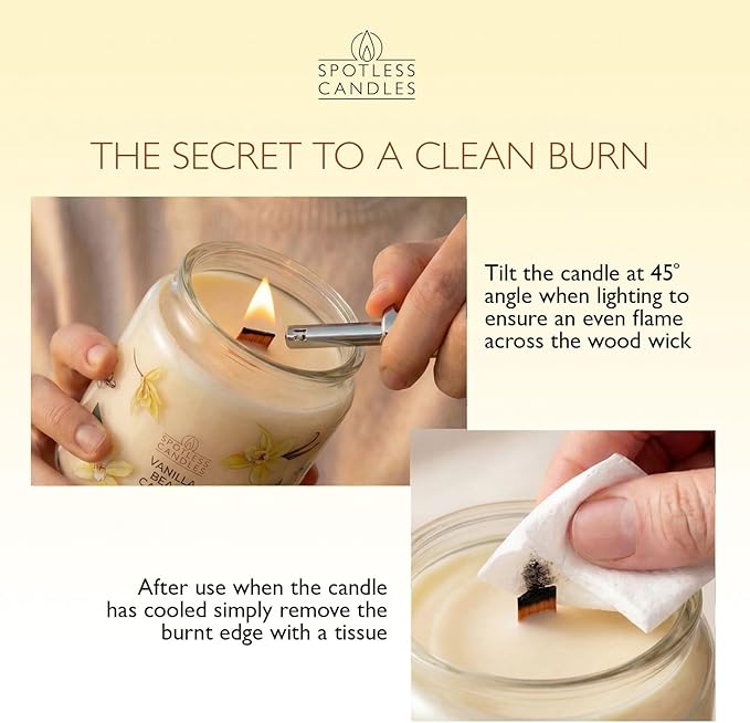 Candle Vanilla Bean 22oz with Wooden Wick in a Presentation Gift Box & Protective Shipper - Vanilla Scented Candles - Large Jar Candles